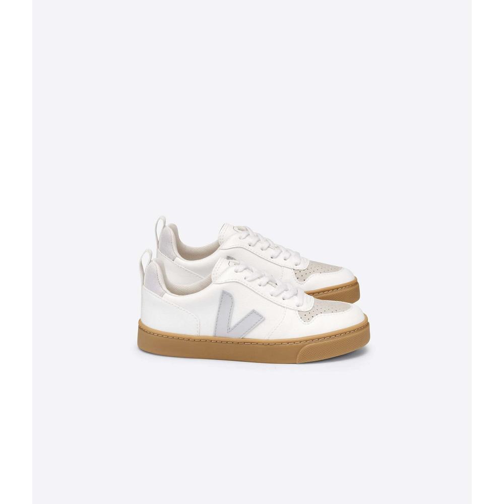 Veja V-10 LACE CWL Sneakers Kinderen White/Beige | BE 851ZUT